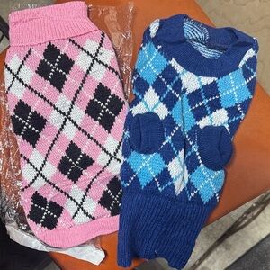 Argyle Dog Sweaters in Pink and Blue